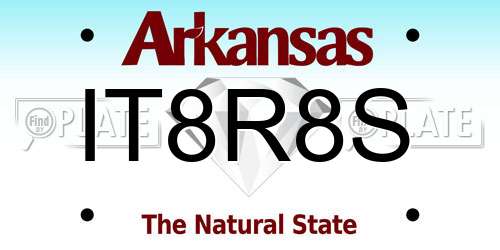 IT8R8S Arkansas License Plate