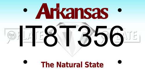 IT8T356 Arkansas License Plate