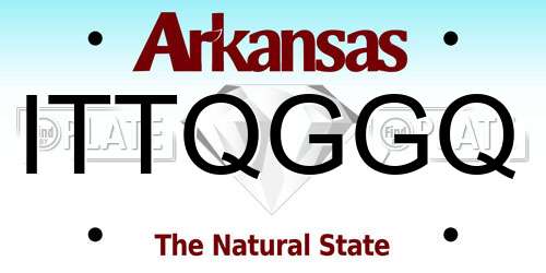 ITTQGGQ Arkansas License Plate