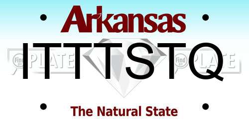 ITTTSTQ Arkansas License Plate