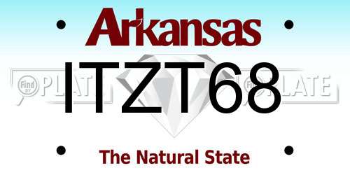 ITZT68 Arkansas License Plate