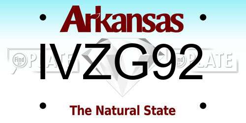 IVZG92 Arkansas License Plate