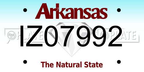 IZ07992 Arkansas License Plate