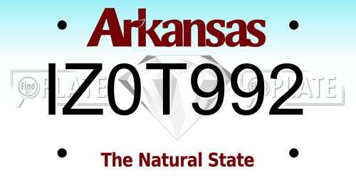 IZ0T992 Arkansas License Plate