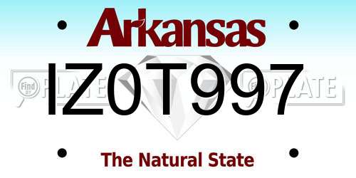 IZ0T997 Arkansas License Plate