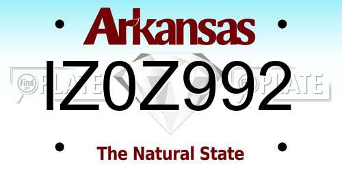 IZ0Z992 Arkansas License Plate