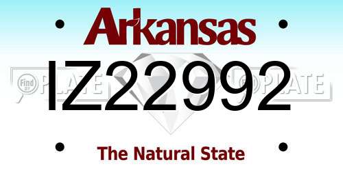 IZ22992 Arkansas License Plate