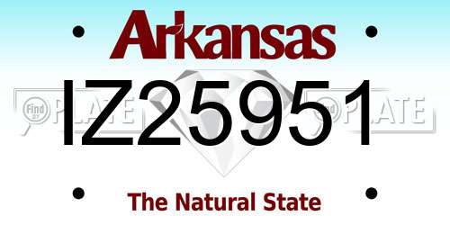 IZ25951 Arkansas License Plate
