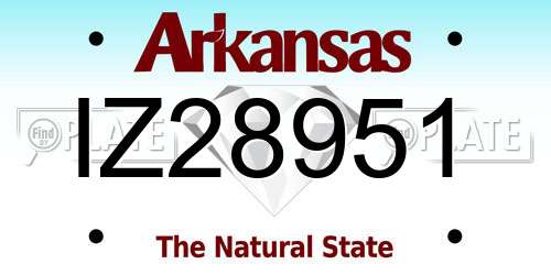 IZ28951 Arkansas License Plate