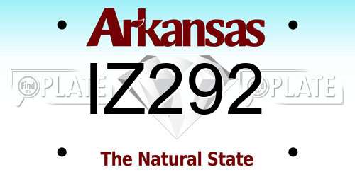 IZ292 Arkansas License Plate