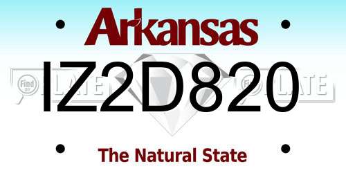 IZ2D820 Arkansas License Plate