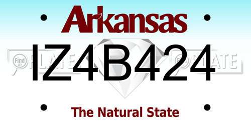 IZ4B424 Arkansas License Plate