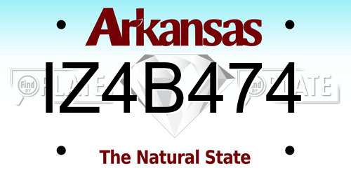 IZ4B474 Arkansas License Plate