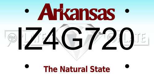 IZ4G720 Arkansas License Plate