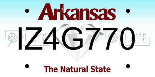 IZ4G770 Arkansas License Plate