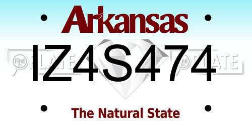 IZ4S474 Arkansas License Plate