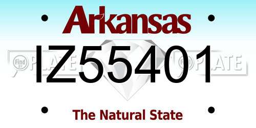 IZ55401 Arkansas License Plate