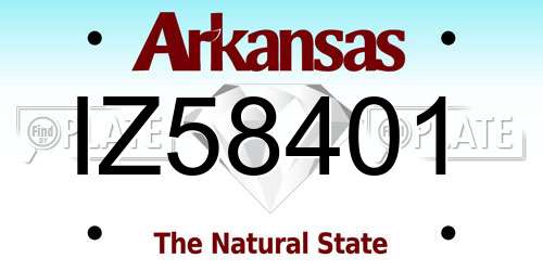 IZ58401 Arkansas License Plate