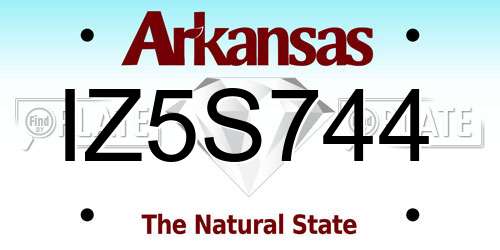 IZ5S744 Arkansas License Plate