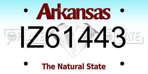 IZ61443 Arkansas License Plate