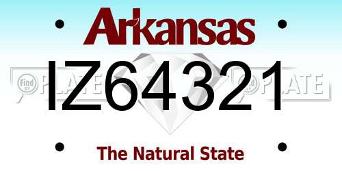 IZ64321 Arkansas License Plate