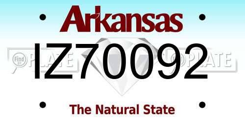 IZ70092 Arkansas License Plate