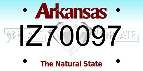 IZ70097 Arkansas License Plate