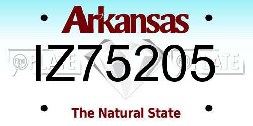 IZ75205 Arkansas License Plate
