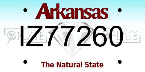 IZ77260 Arkansas License Plate