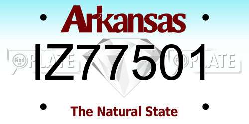 IZ77501 Arkansas License Plate