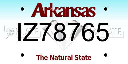 IZ78765 Arkansas License Plate
