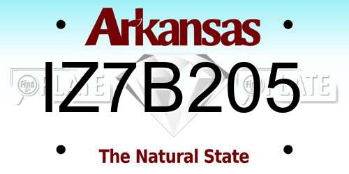 IZ7B205 Arkansas License Plate
