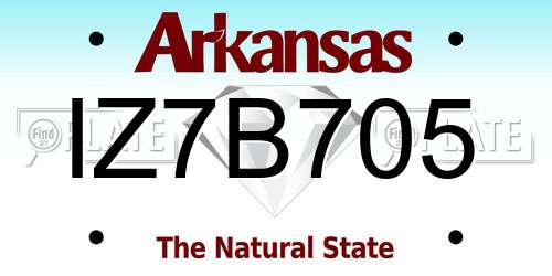 IZ7B705 Arkansas License Plate