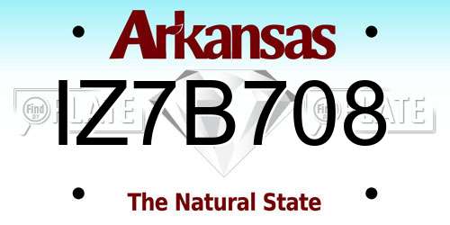 IZ7B708 Arkansas License Plate