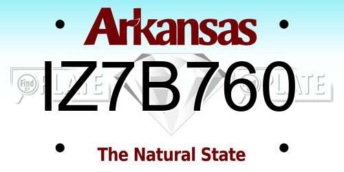 IZ7B760 Arkansas License Plate