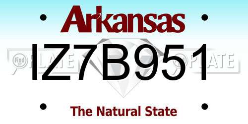IZ7B951 Arkansas License Plate