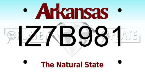 IZ7B981 Arkansas License Plate