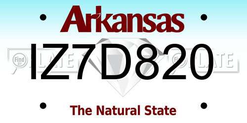 IZ7D820 Arkansas License Plate