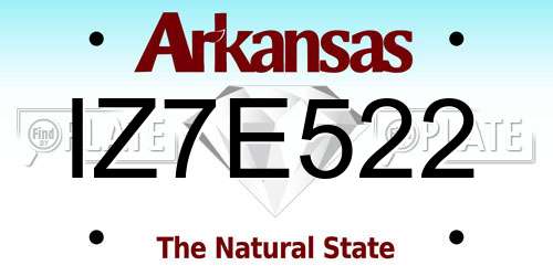 IZ7E522 Arkansas License Plate
