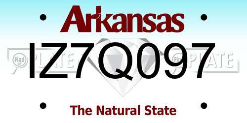 IZ7Q097 Arkansas License Plate