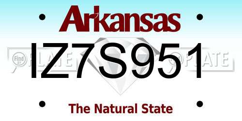 IZ7S951 Arkansas License Plate