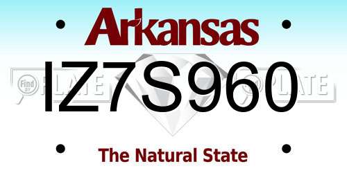 IZ7S960 Arkansas License Plate