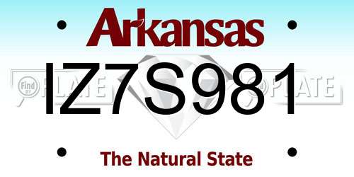 IZ7S981 Arkansas License Plate