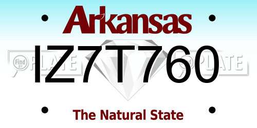IZ7T760 Arkansas License Plate