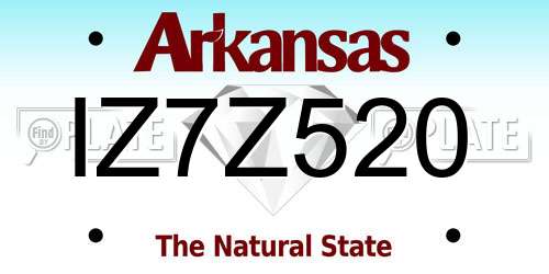 IZ7Z520 Arkansas License Plate
