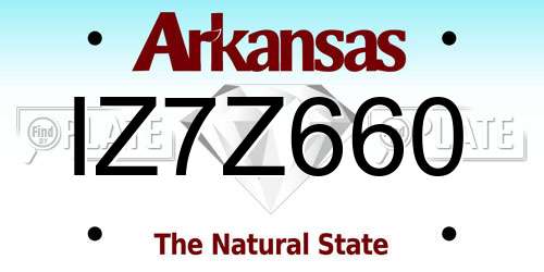 IZ7Z660 Arkansas License Plate