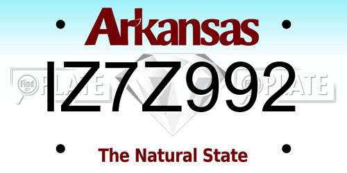 IZ7Z992 Arkansas License Plate