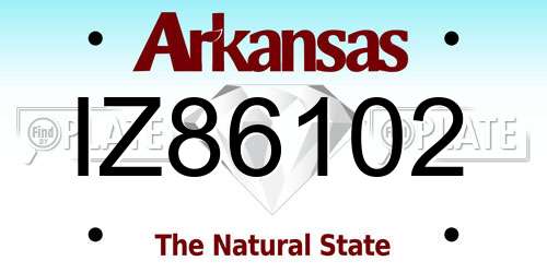 IZ86102 Arkansas License Plate