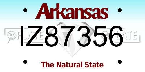 IZ87356 Arkansas License Plate