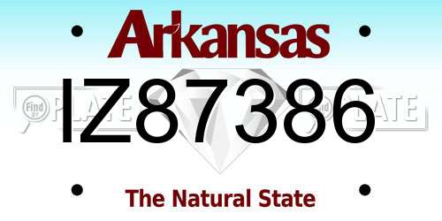 IZ87386 Arkansas License Plate